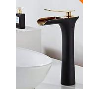 ISCBAFYX Basin hot and Cold Water Faucet Bathroom countertop Basin Faucet, D countertop Basin Faucet Black and Gold