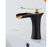 ISCBAFYX Basin hot and Cold Water Faucet Bathroom countertop Basin Faucet, D undercounter Basin Faucet Black and Gold