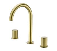 ISCBAFYX Basin Mixer Tap Bathroom Sink Taps 3 Piece 2 Handwheel Switches Gooseneck Bathroom Suite,Brushed Gold Lavatory Sink Faucet