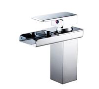 ISCBAFYX Basin Mixer Tap Bathroom Sink Taps Waterfall Bathroom Taps Basin Sink Taps Tall Black Brass Single Lever Mixer Tap with Cold and Hot Water,D