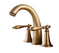 ISCBAFYX Basin Mixer Tap Vintage Double Handles Bath Mixer Tap 3 Hole Retro Bathroom Sink Taps Antique Brass Bathroom Sink Tap Cross Handle B,A