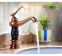 ISCBAFYX Bath Sink Faucet with Drill-in and Hot Water Mixer Single-Handled Aerator Hotel Bathroom Faucet,Rose A