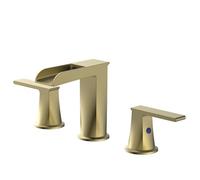 ISCBAFYX Bathroom Basin Mixer Tap Bathroom Sink Mixer Tap Brushed Gold Bathroom Sink Mixer Tap Waterfall Double Lever Waterfall Taps for Bathroom Sink Basin
