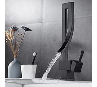 ISCBAFYX bathroom faucet,Bathroom Faucet, Elegant Brass Bathroom Square Basin Faucet, Luxury Sink Mixer Tap, Deck Mounted Hot and Cold Wash Basin Mixer Tap (Color : Black)