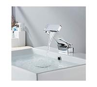 ISCBAFYX bathroom faucet,Waterfall Basin Faucet, Inductive Brass Single Handle Mixer Tap for Hot and Cold Water, Basin Faucet for Home Bathroom with Hot and Cold Water Inlet Pipes, B (Color : A)