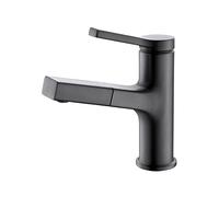 ISCBAFYX Bathroom Faucet with Pull-Out Sprinkler,Brass Bathroom Sink Faucet Hot and Cold Water Basin Mixer Tap Single Handle Lavatory Faucet Bathroom Sink Faucet,Gun Grey (Color : Gun Grey)