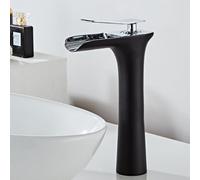 ISCBAFYX Bathroom Sink Taps Basin Mixer Tap Waterfall Black + Chrome Bathroom One Hole Mixer Tall