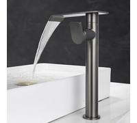 ISCBAFYX Bathroom Sink Taps Basin Mixer Tap Waterfall Grey Tall Bathroom Faucets Hot and Cold Hot and Cold Water Adjustable