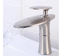 ISCBAFYX Bathroom Sink Taps Basin Mixer Tap Waterfall Tap Single Lever Waterfall Basin Taps Brushed,Low Style