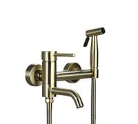 ISCBAFYX Bidet Spray Set, Brushed Gold Brass Bidet hot and Cold Water Toilet Spray Gun WC Cleaning Nozzle mop Pool Faucet, Hand Held Sprayer Set for Bathroom Bathtub Tub Taps,A