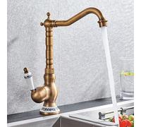 ISCBAFYX Black Bronze Retro Antique Brass Basin Faucet Single Handle Mixer Tap 360 Rotation Kitchen Faucet Kitchen Mixer Taps (Color : Antique Brass-High)