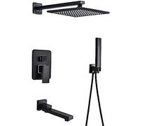 ISCBAFYX Black Bronze Shower Faucets Set Brass Rainfall Shower Head Single Handle Mixer Tap Bathroom Shower Bath Shower Set-3Way 10inch,3Way 12inch