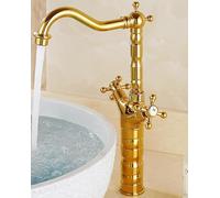 ISCBAFYX Black Kitchen Faucet hot and Cold countertop Basin undercounter Basin Bathroom Faucet, Two Hands Wheel Gold high