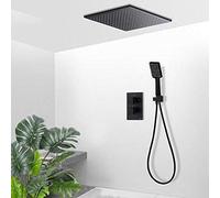 ISCBAFYX Black ORB Thermostatic Shower Faucet Set Ceiling Mount Rainfall Brass Shower Thermostatic Mixer Tap Bathtub Shower Kit-16 Inch Set,12 Inch Set