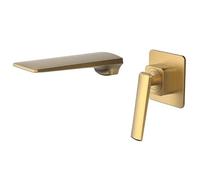 ISCBAFYX Black & Rose Gold Wall-Mounted Waterfall Faucet, Solid Brass Single-Handle Mixer Tap for Bathroom Vessel Sinks & Bathtubs(Brushed Gold)