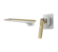 ISCBAFYX Black & Rose Gold Wall-Mounted Waterfall Faucet, Solid Brass Single-Handle Mixer Tap for Bathroom Vessel Sinks & Bathtubs(White and Gold)