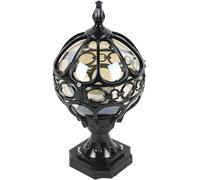 ISCBAFYX bollard lights outdoor Vintage Style Column Lamp Outdoor Post Cap Lights Spherical Glass Lampshade Birdcage Shapewith Pier Mount Base for Exterior House Porch