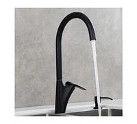 ISCBAFYX Brass Kitchen Faucet 360 ° Rotation Kitchen Sink Faucet Deck Mounted Hot and Cold Water Single Handle Kitchen Faucets Commercial Kitchen Sink Taps,Black Economic(Nero)