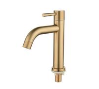ISCBAFYX Brushed Gold Basin Faucet Single Cold Water Faucet Stainless Steel Waterfall Bathroom Sink Tap Bathroom Washbasin Tap Gold,A21717,3noHose (A21717noHose)