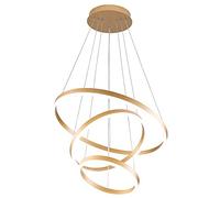 ISCBAFYX Brushed Gold LED Pendant Lamp, Dimmable Dining Table Hanging Acrylic Nordic Restaurant Ceiling Aluminum Creative Curve Chandelier, Height Adjustable [Energy Class A +