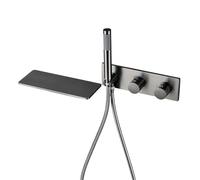 ISCBAFYX Brushed Gold Waterfall Shower Set & Bathtub Faucet Mixer with Diverter Valve Hot & Cold Taps Elegant Gunmetal Finish for Contemporary Bathrooms