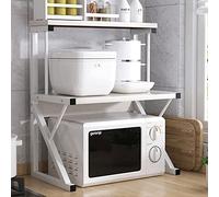 ISCBAFYX Carbon Steel Microwave Shelf, 4-Tier Kitchen Storage Rack Oven Stand Strong Mesh Wire Metal Shelves Standing Baker's Shelving Utility Unit (Color : White, Size 54x33x69cm)