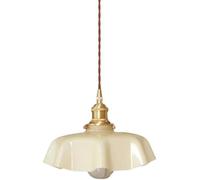 ISCBAFYX Ceiling lamp Nordic Minimalism White Milk Glass Farmhouse Pendant Lights Brass Flower Shape Green Hanging Lamp Kitchen Island French Blue Chandelier For Bedroom Restaurant D