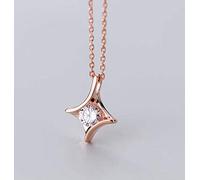 ISCBAFYX Chain Ladies South Korea Small Fresh Style Single Drill the Four Corners the Stars Sweet Style Pullover Chain Necklace Jewellery/Rose