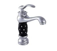 ISCBAFYX Chrome & Black Diamond Bathroom Basin Faucet Solid Brass Single Handle Mixer Tap
