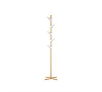 ISCBAFYX Clothes Rack Wooden Clothes Rack Creative Floor Hat Hanger Clothes Rack with Rotatable Leaf Hook Entryway Hall Tree Coat Holder/Natural/50 * 182Cm