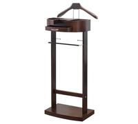 ISCBAFYX Clothes Valet Stand with Drawer and Top Tray - Space-Saving Hanger for Entryway, Office, Living Room - Sturdy Wood Base - 43 x 34 x 106 cm