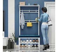 ISCBAFYX Coat Rack,Coat Stand,hat Stand,Floor hanger,Garment Rack,Clothes Rack, Standing Height Adjustable Solid Wood Bamboo Metal Tree-Like Suit Easy Assembly Collapsible with Shoe storage shelf