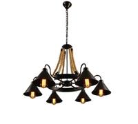 ISCBAFYX Creative Ceiling Lamps Hand-Woven Hemp Rope Multi-Head Chandelier Decorative Interior Lighting Black Pendant Light Illuminate Iron Art Kitchen Dining Room Bedroom Times