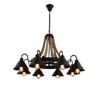 ISCBAFYX Creative Ceiling Lamps Hand-Woven Hemp Rope Multi-Head Chandelier Decorative Interior Lighting Black Pendant Light Illuminate Iron Art Kitchen Dining Room Bedroom Times