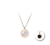 ISCBAFYX Cute Necklace Pendant Chain Men Women Jewellery Roman Numerals Black White Shell Pendant Necklaces Wedding Necklace For Women Rose