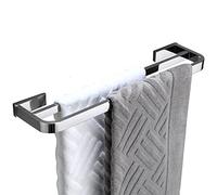 ISCBAFYX Double Towel Bar Rail 50cm 60cm Towel Holder Rack for Bathroom, Kitchen Dish Cloths Hanger, Stainless Steel Polished Finish Towel Rod, Silver (Size : 60cm)