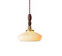 ISCBAFYX E27 Walnut Japanese Pendant Lights Vintage Ceramic Full Brass Hanging Light Fixtures Bedroom Bedside Chandelier Cafe Single Ceiling Lamp