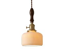ISCBAFYX E27 Walnut Japanese Pendant Lights Vintage Ceramic Full Brass Hanging Light Fixtures Bedroom Bedside Chandelier Cafe Single Ceiling Lamp