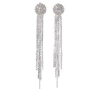 ISCBAFYX Earrings Diamond Temperament Long Exaggerated Tassel Earrings Round Earrings Clip on Cross Earrings