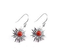 ISCBAFYX Earrings for Girls, Summer Women's Drop Earrings Stud Earrings S925 Sterling Jewelry Thai Sunflower South Red Agate EarringsSouth Red, 925