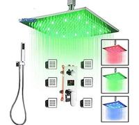 ISCBAFYX Embedded Box Triple Valve Bath Shower Faucet Concealed Ceiling MountedBathroom Faucets Temperature Digital Display Cartridge-16 Inch,8 Inch
