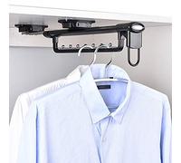 ISCBAFYX Extendable Pull-Out Clothes Hanger Rail - Space-Saving Black Coat Organizer for Closet 11.8 Inch Sliding Wardrobe Storage Solution Ideal for Small Spaces and Efficient Clothes Organization