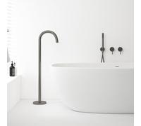 ISCBAFYX Freestanding Grey Brass Bath Shower Mixer TapFloor MounteSingle Hole Bathtub Faucet for Stylish Showers & Relaxing BathsHighQuality Bathroom Fixture