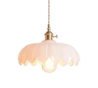 ISCBAFYX French Retro Style Chandelier,Creative Flower-shaped Glass Hanging Lamp Lampshade,E27 Screw Single-head Pendant Light,Coffee House Balcony Study Room Decorative Lighting Fixtures