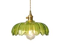 ISCBAFYX French Retro Style Chandelier,Creative Flower-shaped Glass Hanging Lamp Lampshade,E27 Screw Single-head Pendant Light,Coffee House Balcony Study Room Decorative Lighting Fixtures