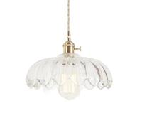 ISCBAFYX French Retro Style Chandelier,Creative Flower-shaped Glass Hanging Lamp Lampshade,E27 Screw Single-head Pendant Light,Coffee House Balcony Study Room Decorative Lighting Fixtures