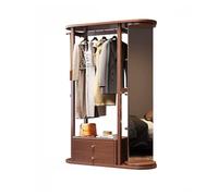 ISCBAFYX Full-Length Standing Mirror with Solid Wood Clothes Hanger - Versatile Wardrobe Storage Rack & Coat Rack for Bedroom Integrated Indoor Dressing Solution Stylish Home