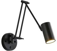 ISCBAFYX Gold/Black Hard-Wired Wall Light with Adjustable Vintage Swing Arm Wall Sconce Retro Bedside Reading Lamp for Bedroom Living Room Bookcase(Dark)