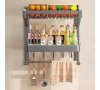ISCBAFYX Hanging Spice Organizer, Kitchen Wall Rack Holder Corner Organizer Drainage Multi-Layer Storage For Bathroom Cabinet Balcony (Color : Grå, Size 47x50cm)