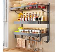 ISCBAFYX Hanging Spice Organizer, Kitchen Wall Rack Holder Corner Organizer Drainage Multi-Layer Storage For Bathroom Cabinet Balcony (Color : Grå, Size 57X70CM)